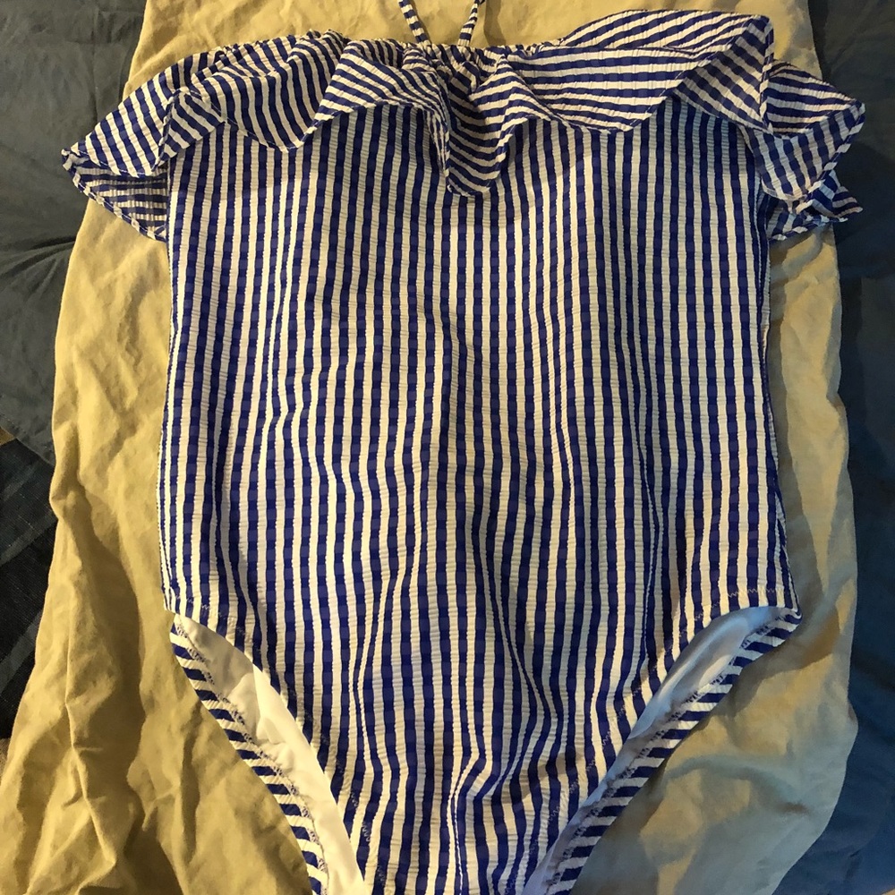 J Crew seersucker one piece bathing suit